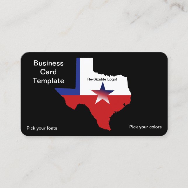 Tarjeta De Visita Logo del estado de Texas rojo, azul blanco (Anverso)