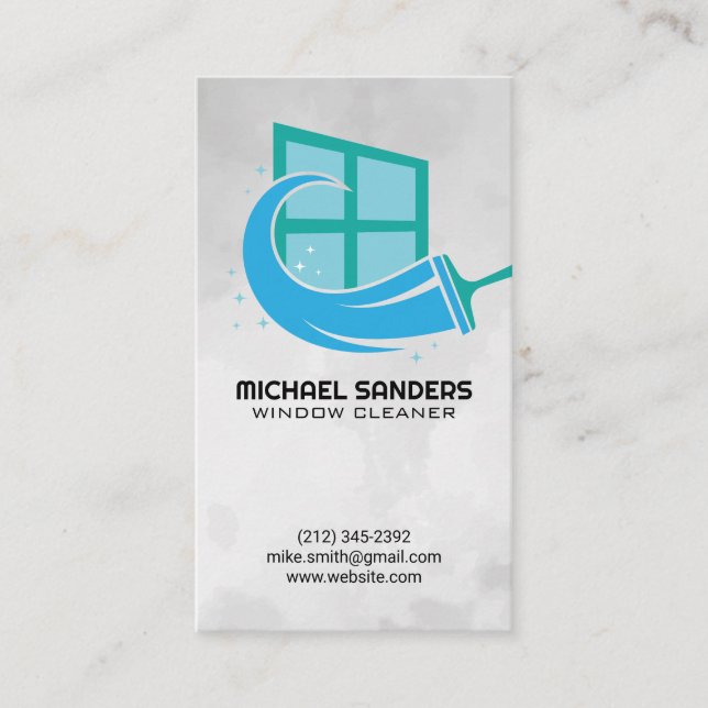 Tarjeta De Visita Logo del limpiador de ventanas | Servicios para el (Anverso)