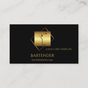 Tarjeta De Visita Logo del martini dorado