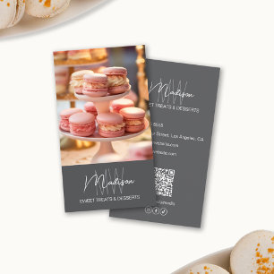 Tarjeta De Visita Logo del Monograma Gris de panadería