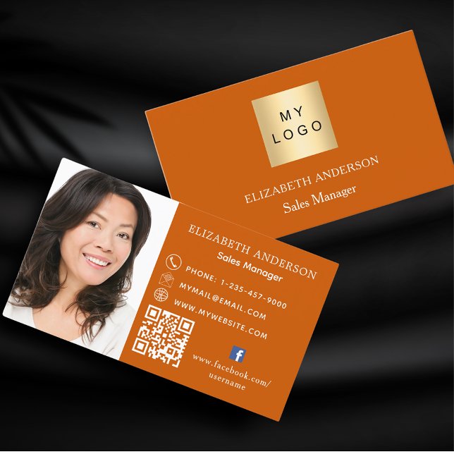 Tarjeta De Visita Logo del naranja quemado foto código Qr medios soc (Subido por el creador)