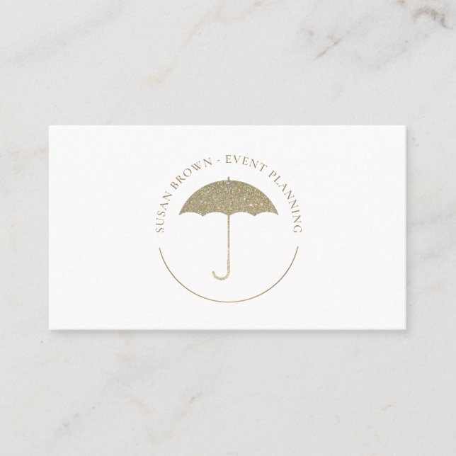 Tarjeta De Visita Logo del paraguas falso Purpurina (Anverso)