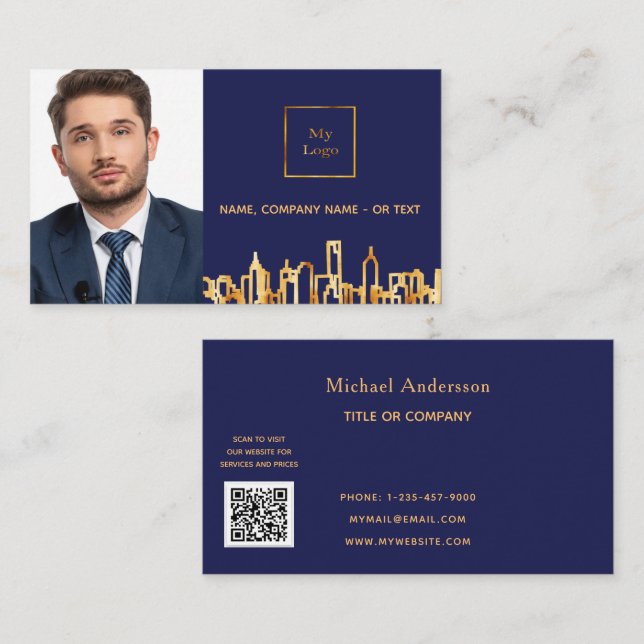 Tarjeta De Visita Logo del perfil inmobiliario de la Marina en azul  (Anverso / Reverso)