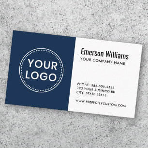 Tarjeta De Visita Logo del personalizado azul oscuro blanco minimali