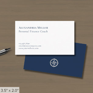 Tarjeta De Visita Logo del Personalizado blanco azul de la Marina mi