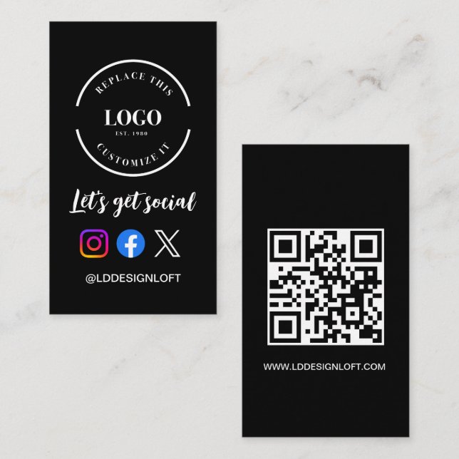 Tarjeta De Visita Logo del personalizado Código QR Obtengamos sitio  (Anverso / Reverso)