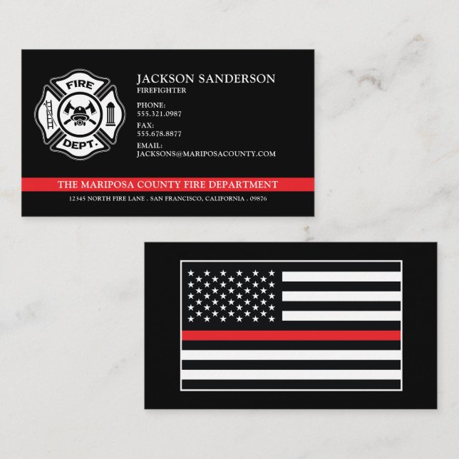 Tarjeta De Visita Logo del Personalizado de la Línea Roja del Depart (Anverso / Reverso)