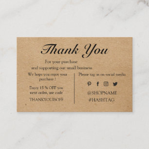 Tarjeta De Visita Logo del personalizado de papel Kraft gracias a la