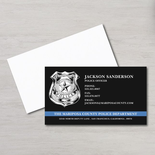 Tarjeta De Visita Logo del Personalizado de policía (Police Officer Law Enforcement Custom Logo Business Card)