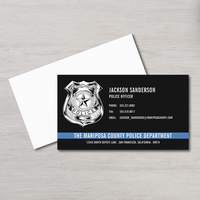 Tarjeta De Visita Logo del Personalizado de policía (Police Officer Law Enforcement Custom Logo Business Card)