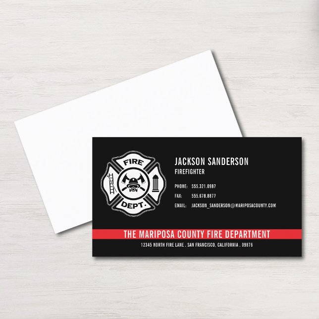 Tarjeta De Visita Logo del Personalizado del Departamento de Bombero (Firefighter Fire Department Custom Logo Business Card)