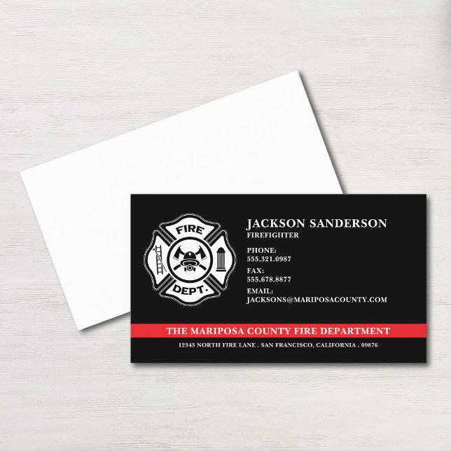 Tarjeta De Visita Logo del Personalizado del Departamento de Bombero (Firefighter Fire Department Custom Logo Business Card)