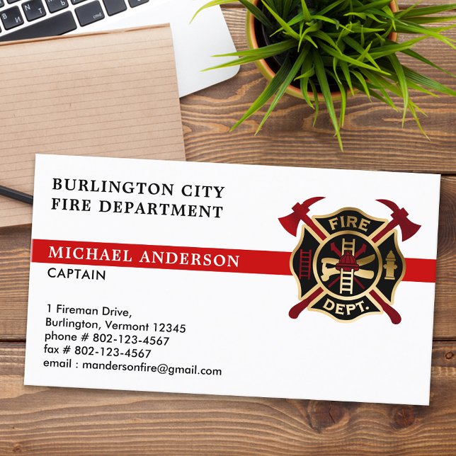 Tarjeta De Visita Logo del Personalizado del Departamento de Bombero (Subido por el creador)