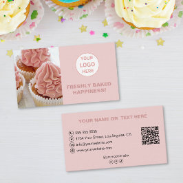 Tarjeta De Visita Logo del personalizado Foto Panadería rosa QR