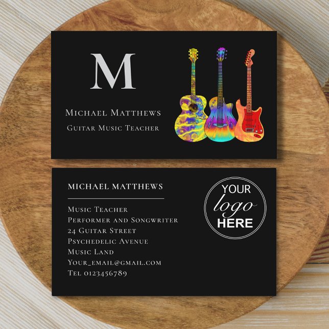 Tarjeta De Visita Logo del Personalizado Guitar Music Teacher (Guitar teacher custom logo business card)