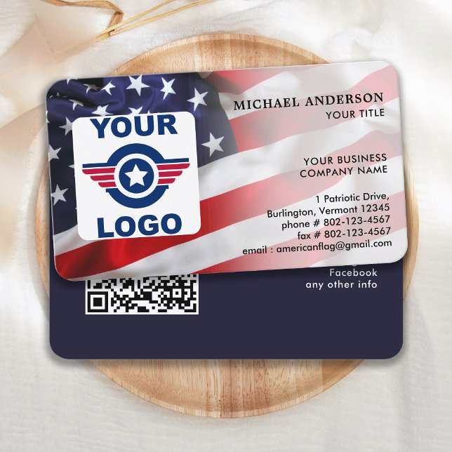 Tarjeta De Visita Logo del Personalizado Patriótico Código QR Bander (Subido por el creador)