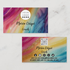 Tarjeta De Visita Logo del personalizado QR Código Arcoiris Oro Medi