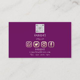 Tarjeta De Visita Logo del personalizado Social Media QR Code Gold P