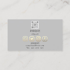 Tarjeta De Visita Logo del personalizado Social Media QR Code Gray d