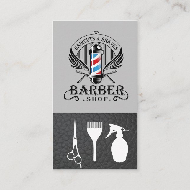 Tarjeta De Visita Logo del Polo de Barbería | Hair Stylist (Anverso)