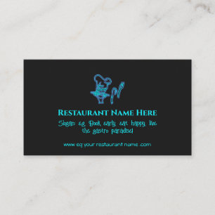 Tarjeta De Visita Logo del restaurante de comidas finas azul hielo