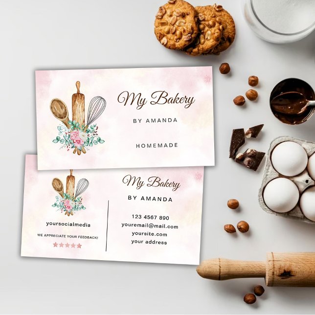 Tarjeta De Visita Logo del Rolling Pin de panadería (Subido por el creador)