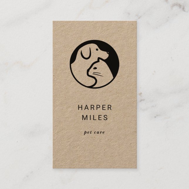 Tarjeta De Visita Logo del rompecabezas del gato y del perro (Anverso)