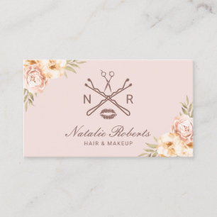 Tarjeta De Visita Logo del Salón de Belleza Floral Vintage Rubor Ro