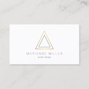 Tarjeta De Visita Logo del Triángulo de Oro Edgy Faux en blanco