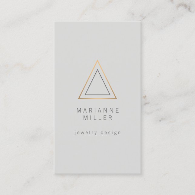 Tarjeta De Visita Logo del Triángulo de Oro Edgy Rosa en gris claro (Anverso)