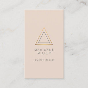 Tarjeta De Visita Logo del Triángulo de Oro Edgy Rosa en Peach