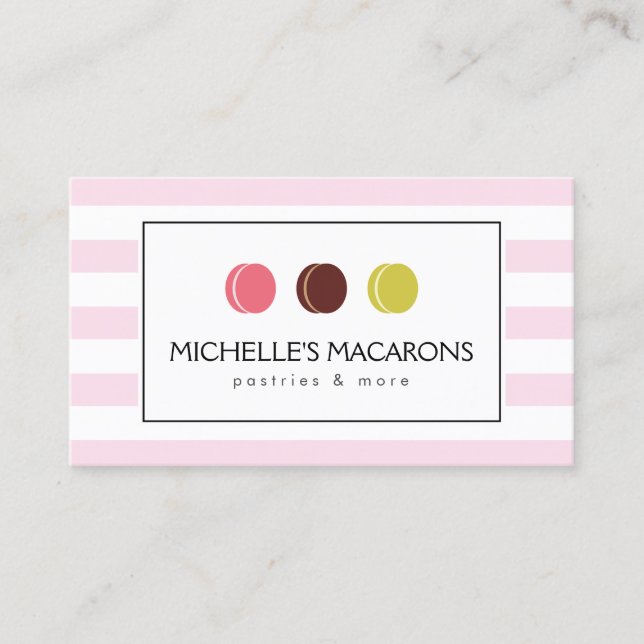 Tarjeta De Visita Logo del trío franco-rosado de Macaron para panade (Anverso)