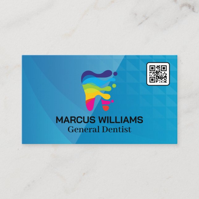 Tarjeta De Visita Logo dental colorido | Código QR (Anverso)