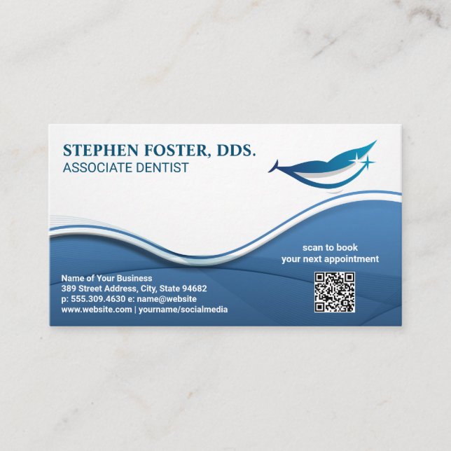 Tarjeta De Visita Logo dental de caras sonrientes | Código QR (Anverso)