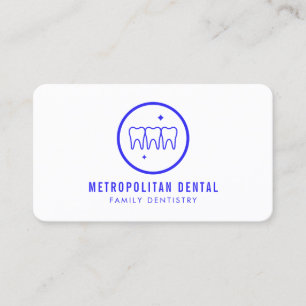 Tarjeta De Visita Logo Dentista Azul Moderno
