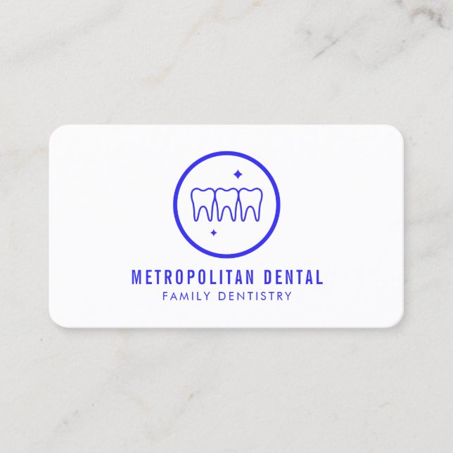 Tarjeta De Visita Logo Dentista Azul Moderno (Anverso)