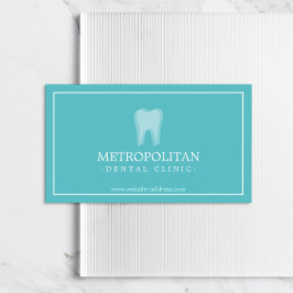 Tarjeta De Visita Logo dentista moderno clásico en Aqua Blue