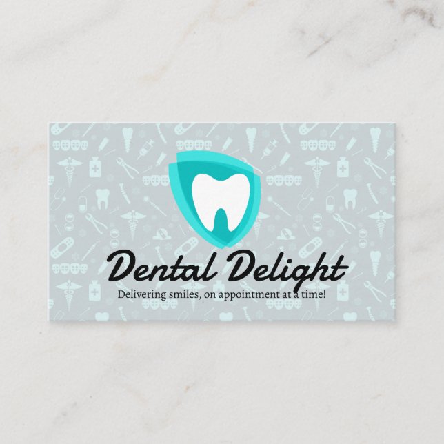Tarjeta De Visita Logo Dentista Moderno | Patrones dentales (Anverso)