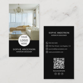 Tarjeta De Visita Logo Diseñador de interiores Foto QR Medios social