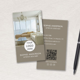 Tarjeta De Visita Logo Diseñador de interiores Foto QR Tauce de medi
