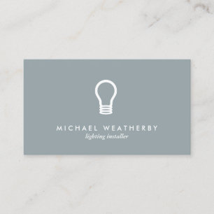Tarjeta De Visita LOGO ELECTRICIANO MODERNO LIGHTBULB sobre GRIS ESL