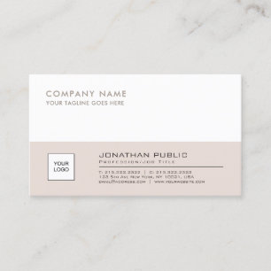 Tarjeta De Visita Logo Elegante Profesional Beige Corporativo
