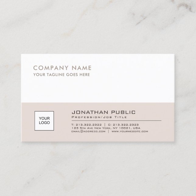 Tarjeta De Visita Logo Elegante Profesional Beige Corporativo (Anverso)