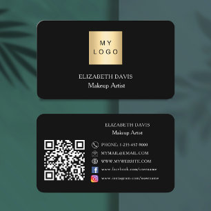 Tarjeta De Visita Logo en blanco negro Código Qr medios sociales