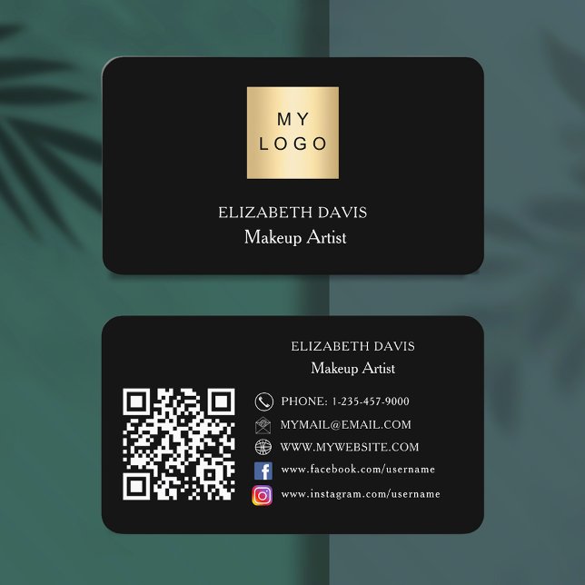 Tarjeta De Visita Logo en blanco negro Código Qr medios sociales (Subido por el creador)