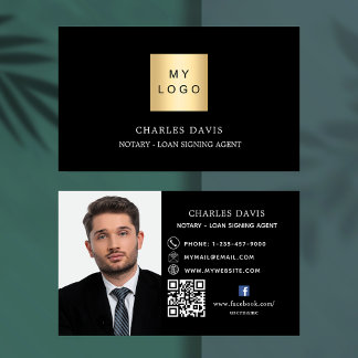 Tarjeta De Visita Logo en blanco negro Icono de foto de código QR en