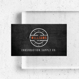Tarjeta De Visita Logo estampado ruso sobre la construcción de mader
