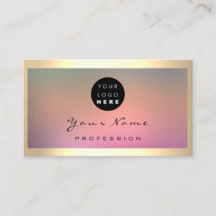 Tarjeta De Visita Logo Eyelash Makeup Artista Rosa de pelo Ombre mar