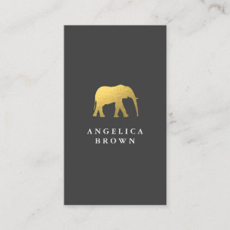 Tarjeta De Visita Logo falso de Relieve metalizado dorado elefante