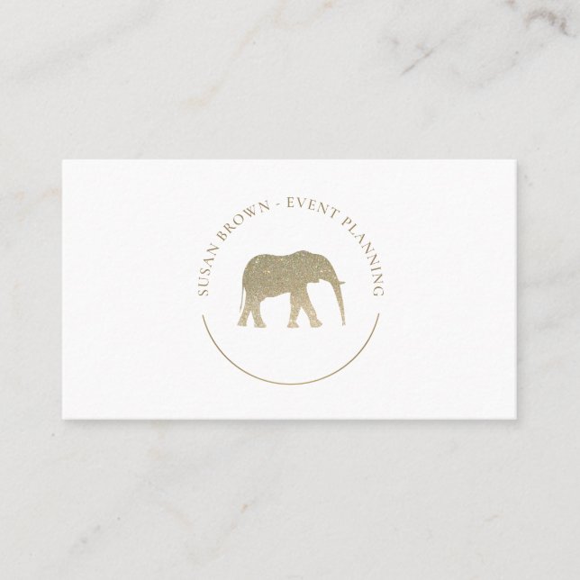 Tarjeta De Visita Logo falso Purpurina elefante (Anverso)